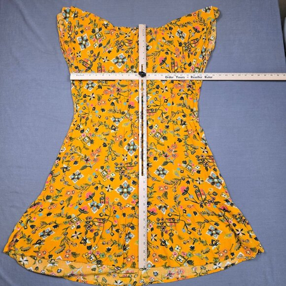 Canyon Retreat 1X Floral Yellow Short Sleeve Dress Boho Cottage Core - Picture 4 of 4